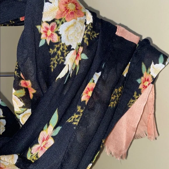 Loft Floral Black and Pink Scarf - Picture 2 of 5